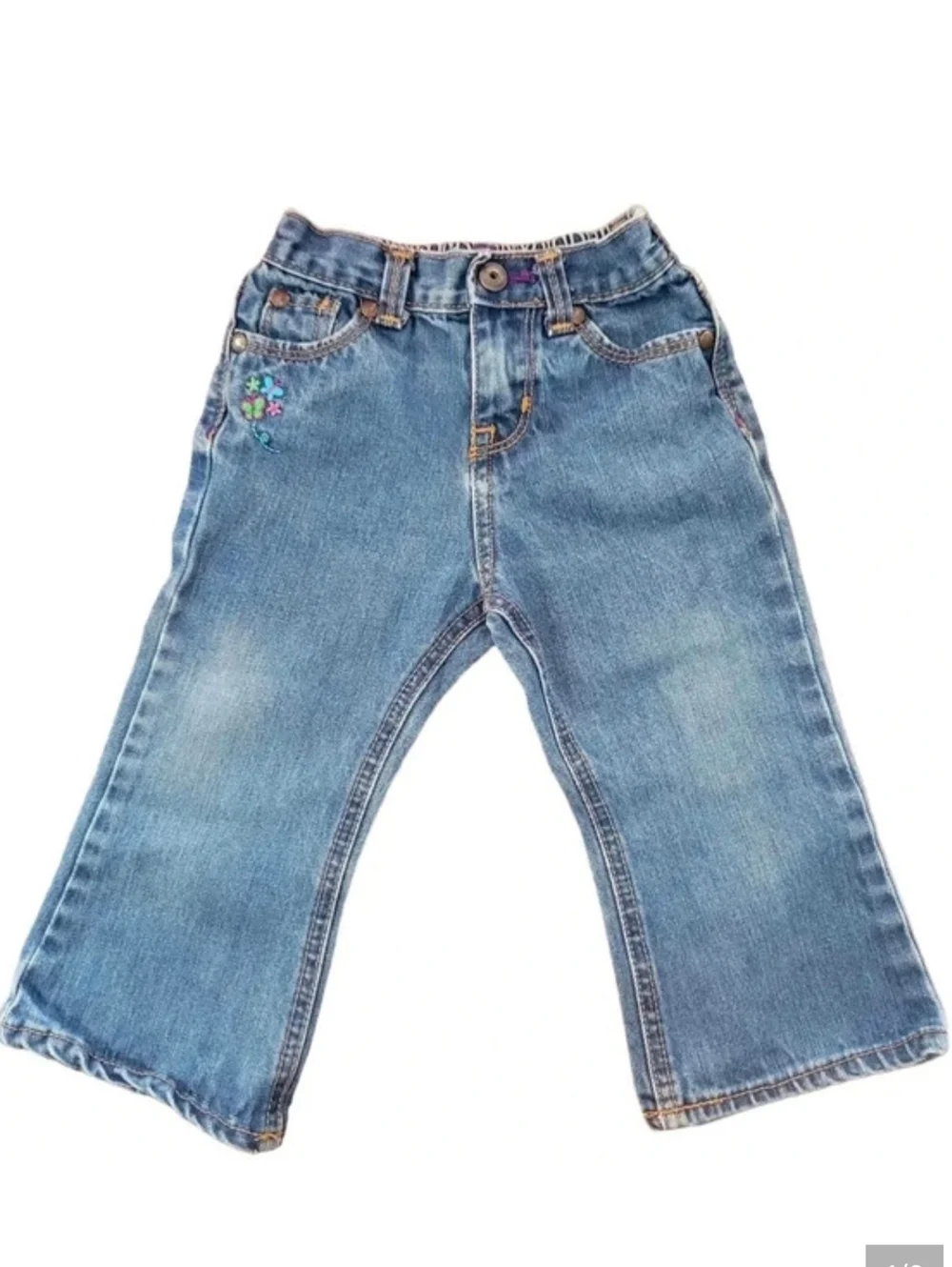 OshKosh Cotton Denim Embroidered Jeans Toddler Girl 24mo Cottagecore Boho